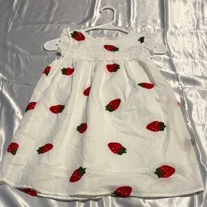 Strawberry Print White Dress